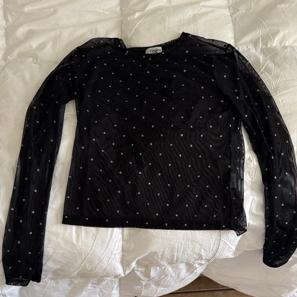 Chic Black Sheer Polka Dot Blouse
